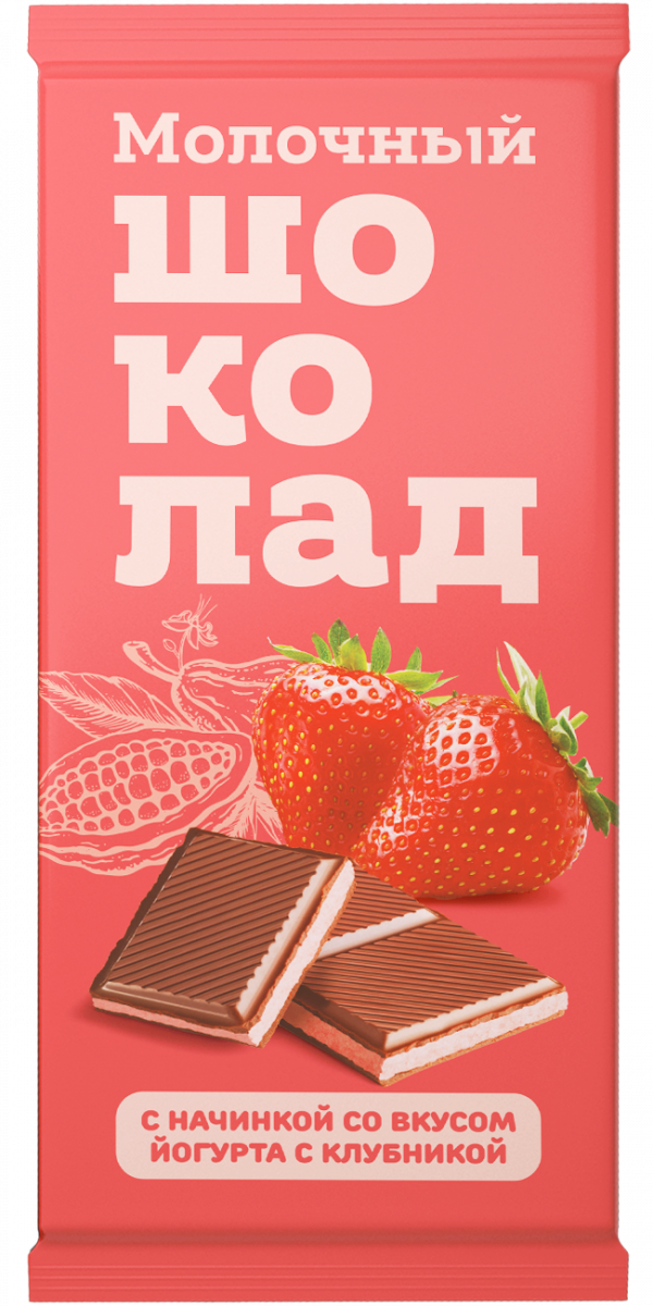 №1 Меренга Шоколад молочный с начинкой Йогурт-Клубника,(блок 24шт по 80г)   в Усть-илимске