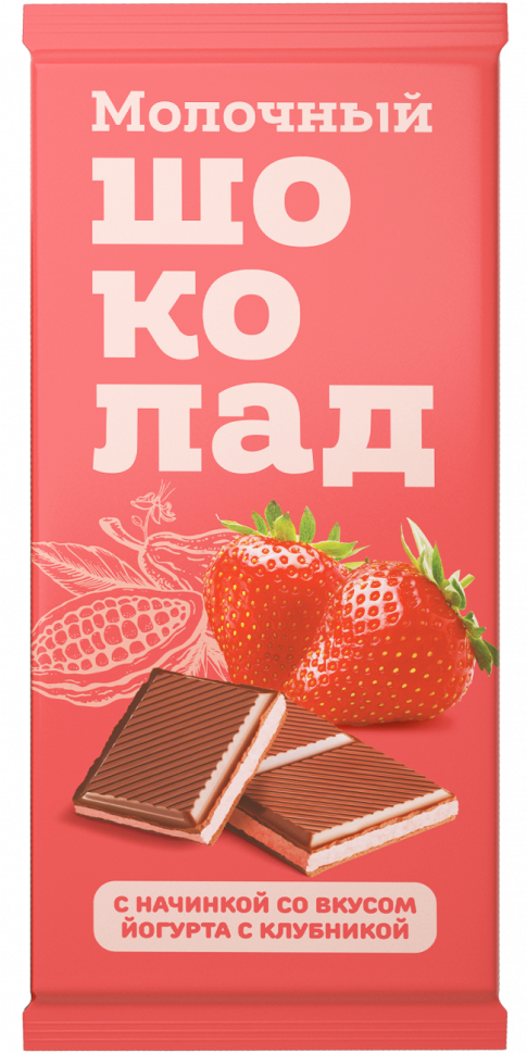  Меренга Шоколад молочный с начинкой Йогурт-Клубника,(блок 24шт по 80г)   в Усть-илимске