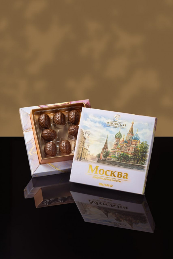 №1 Пушкинская фабрика Конфеты Фундук-Малина (Москва), 115г(розовая коробка) в Усть-илимске
